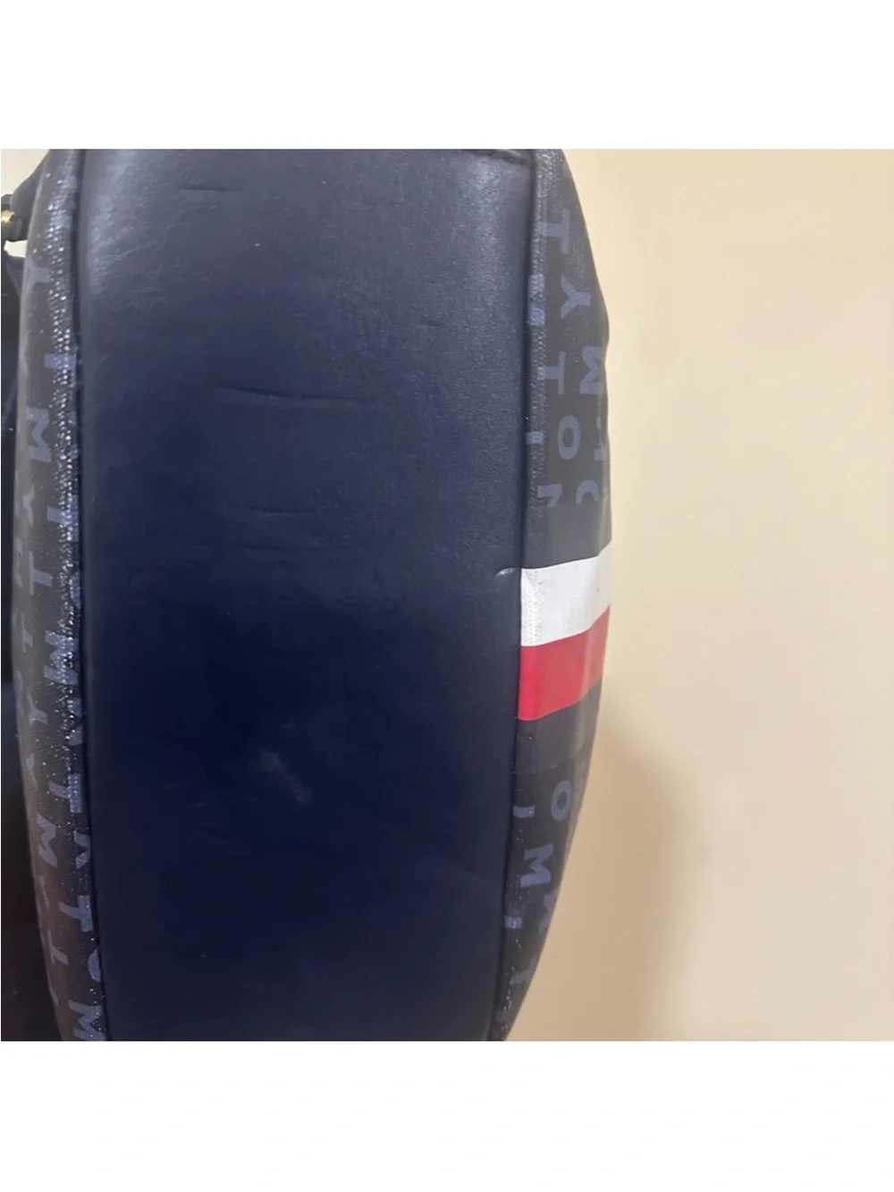 Tommy Hilfiger Navy Mini Backpack with Red & White Center Stripe